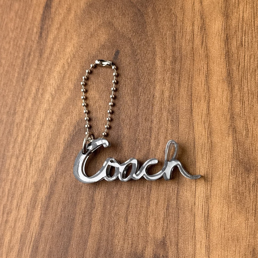 Coach Hangtag Charm Script Logo Silver Tone Plastic Replacement Bag Charm